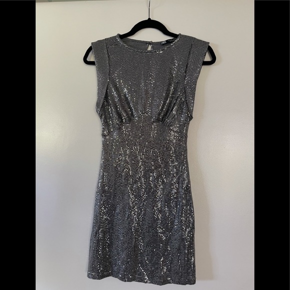 Zara evening dress in silver - NWOT - Small - Picture 3 of 10